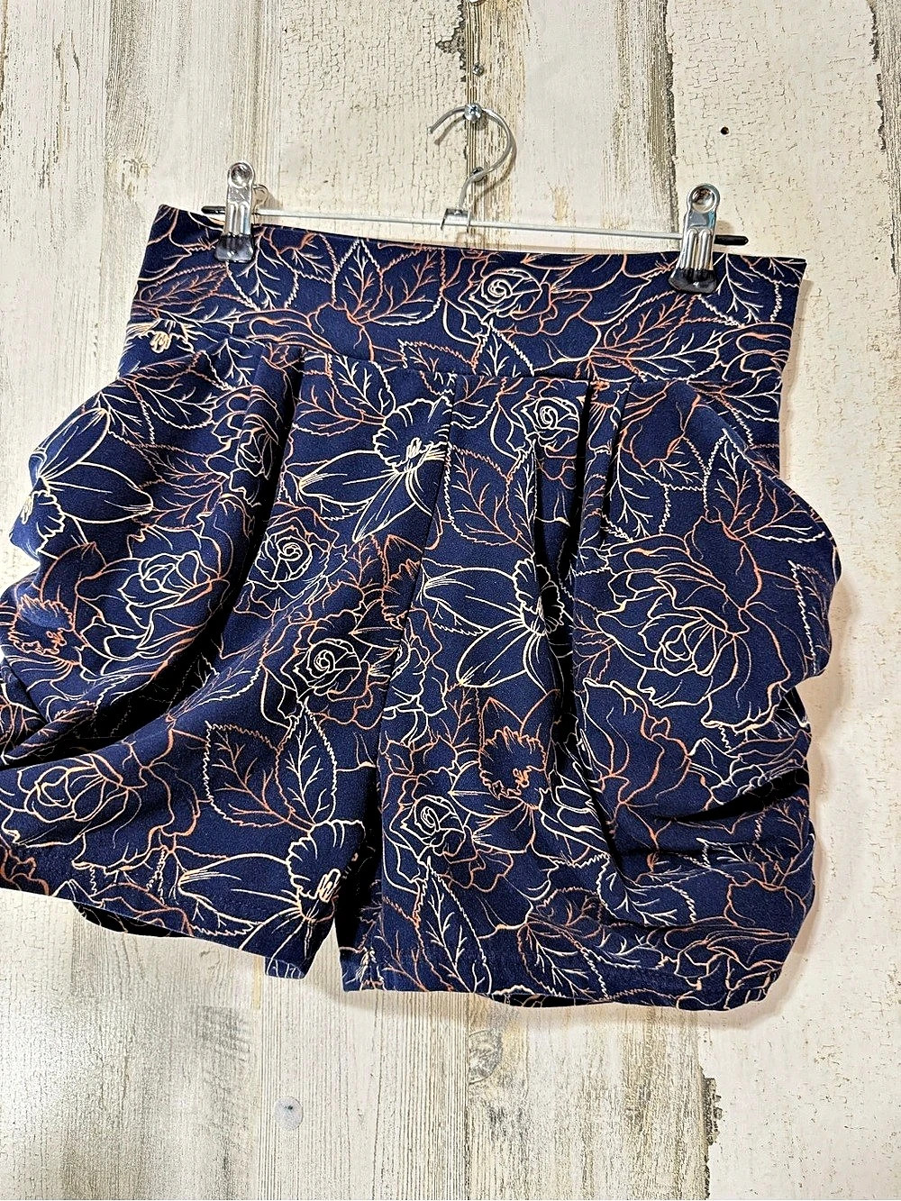 Floral High-Waist Shorts in Blue Size Small